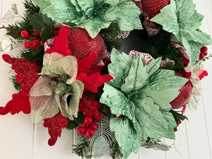 Green Red Floral Wreath