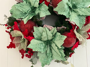 Green Red Floral Wreath