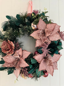 Pink Green Floral Wreath