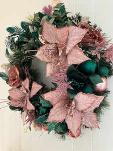 Pink Green Floral Wreath