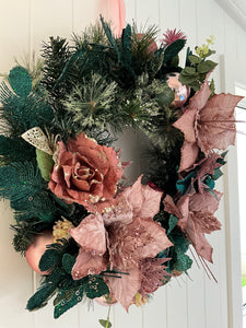 Pink Green Floral Wreath