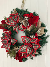 Load image into Gallery viewer, Red Tartan Poinsettia Wreath