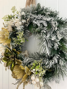 Green White Flocked Wreath