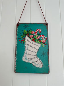 Vintage Stocking Tin Sign