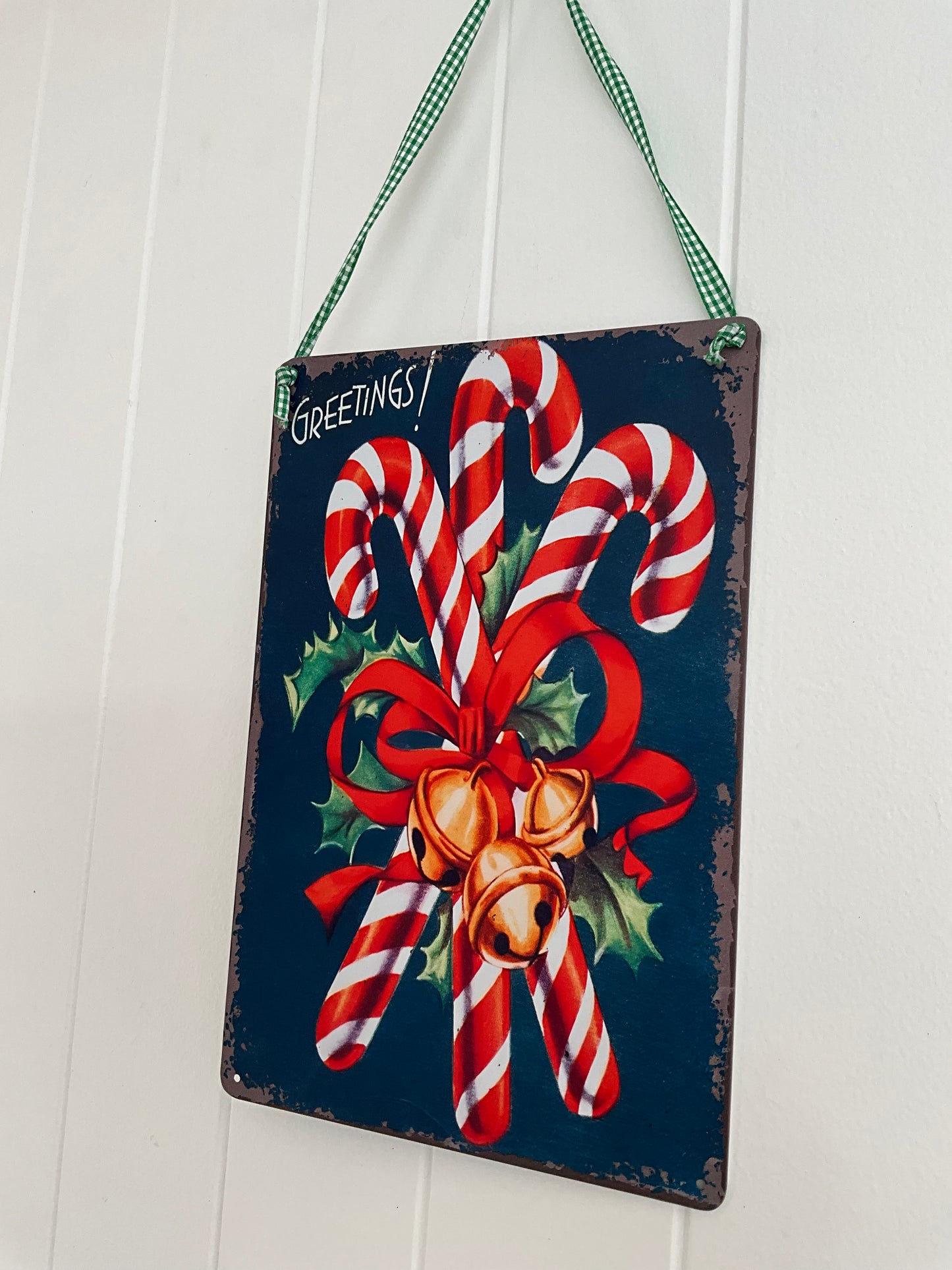 Candy Cane Tin Sign