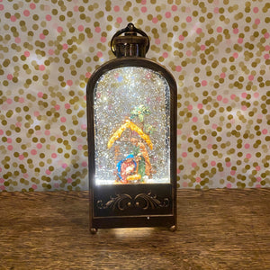 Christmas Nativity Glitter LanternLED