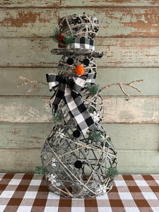 Rattan Snowman LED