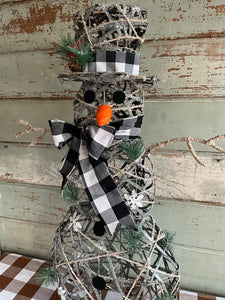 Rattan Snowman LED