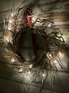 Gold Twig Wreath LED