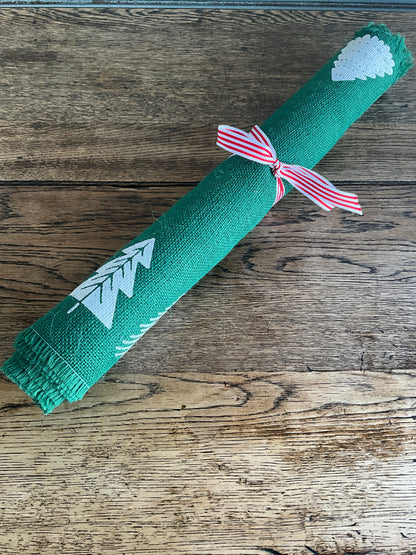 Green Hessian Table Runner