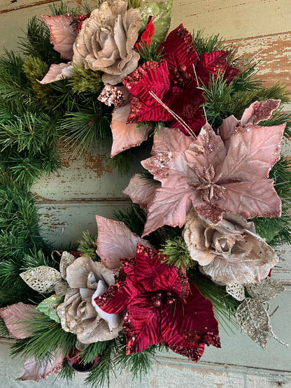 Soft Pink Burgundy Wreath