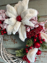 Load image into Gallery viewer, Warm White Red Wreath
