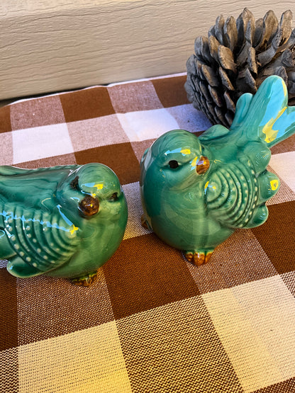 Teal Ceramic Birds