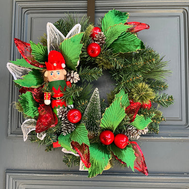 Red and Green Elf Wreath