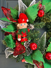 Load image into Gallery viewer, Red and Green Elf Wreath