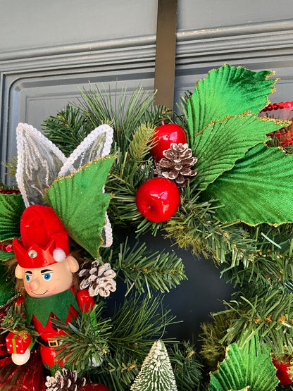 Red and Green Elf Wreath