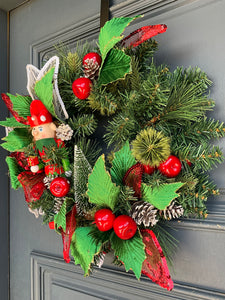 Red and Green Elf Wreath