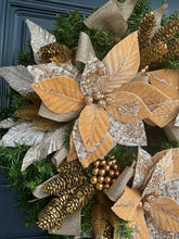 Load image into Gallery viewer, Antique Gold Poinsettia Wreath