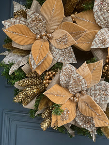 Antique Gold Poinsettia Wreath