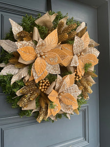 Antique Gold Poinsettia Wreath