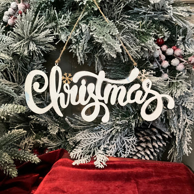 White Tin Christmas Sign