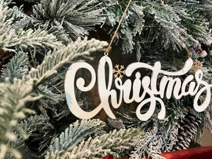 White Tin Christmas Sign