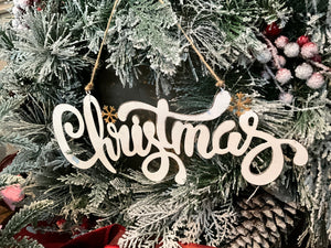 White Tin Christmas Sign