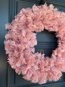 Pink Christmas Wreath LED