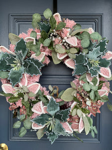 Green Pink Christmas Wreath LED