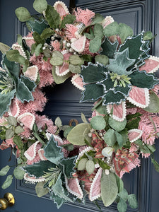 Green Pink Christmas Wreath LED