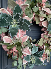 Load image into Gallery viewer, Green Pink Christmas Wreath LED