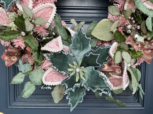 Green Pink Christmas Wreath LED