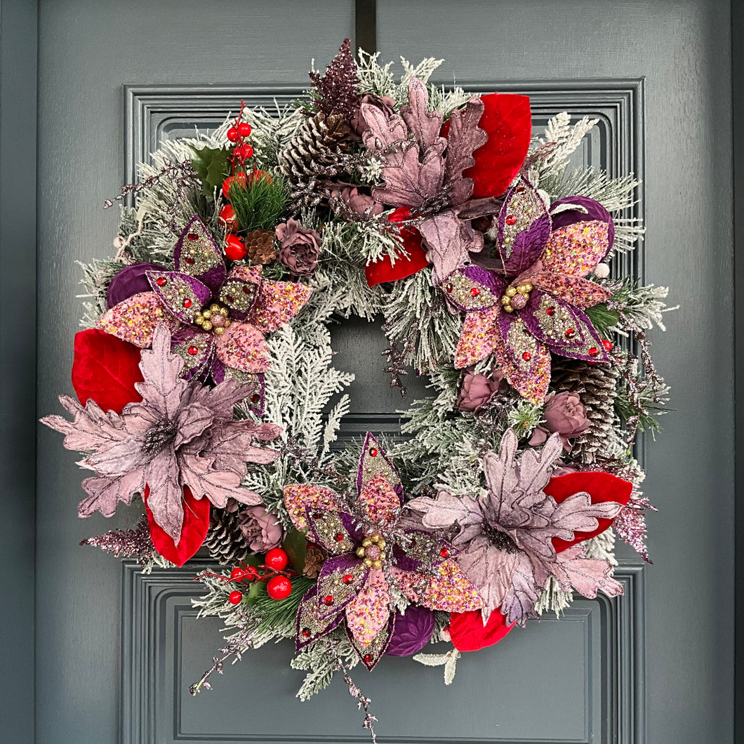 Purple Red Wreath LED