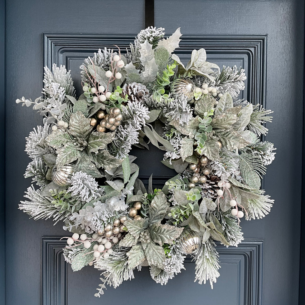 Green and Silver Christmas Wreath