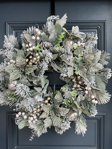 Green and Silver Christmas Wreath