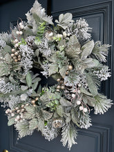 Load image into Gallery viewer, Green and Silver Christmas Wreath