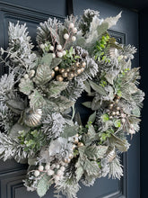 Load image into Gallery viewer, Green and Silver Christmas Wreath