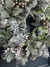 Load image into Gallery viewer, Green and Silver Christmas Wreath