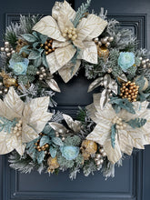 Load image into Gallery viewer, Cream Blue Christmas Wreath