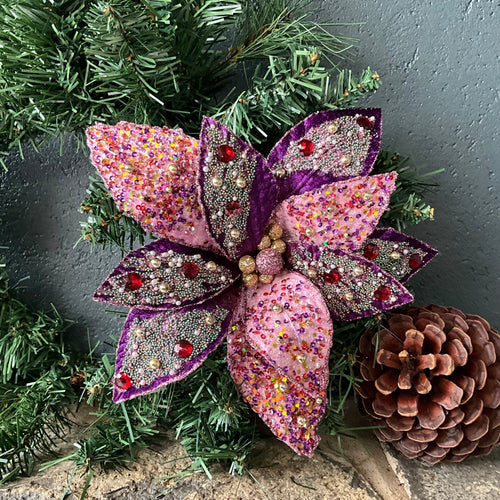 Purple Poinsettia with Beading