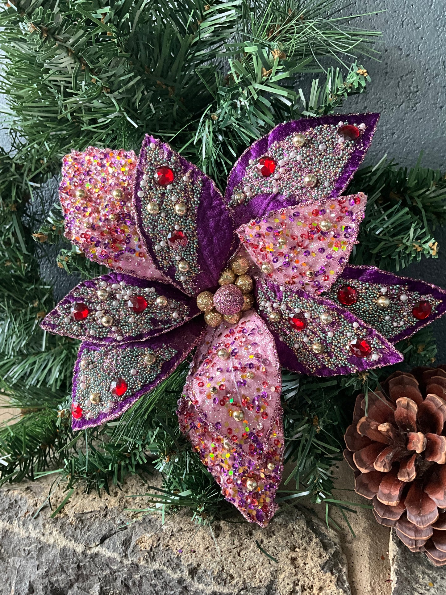 Purple Poinsettia Beading