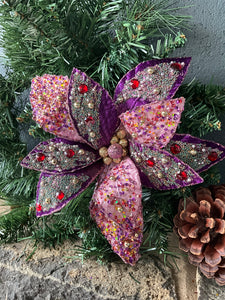 Purple Poinsettia with Beading