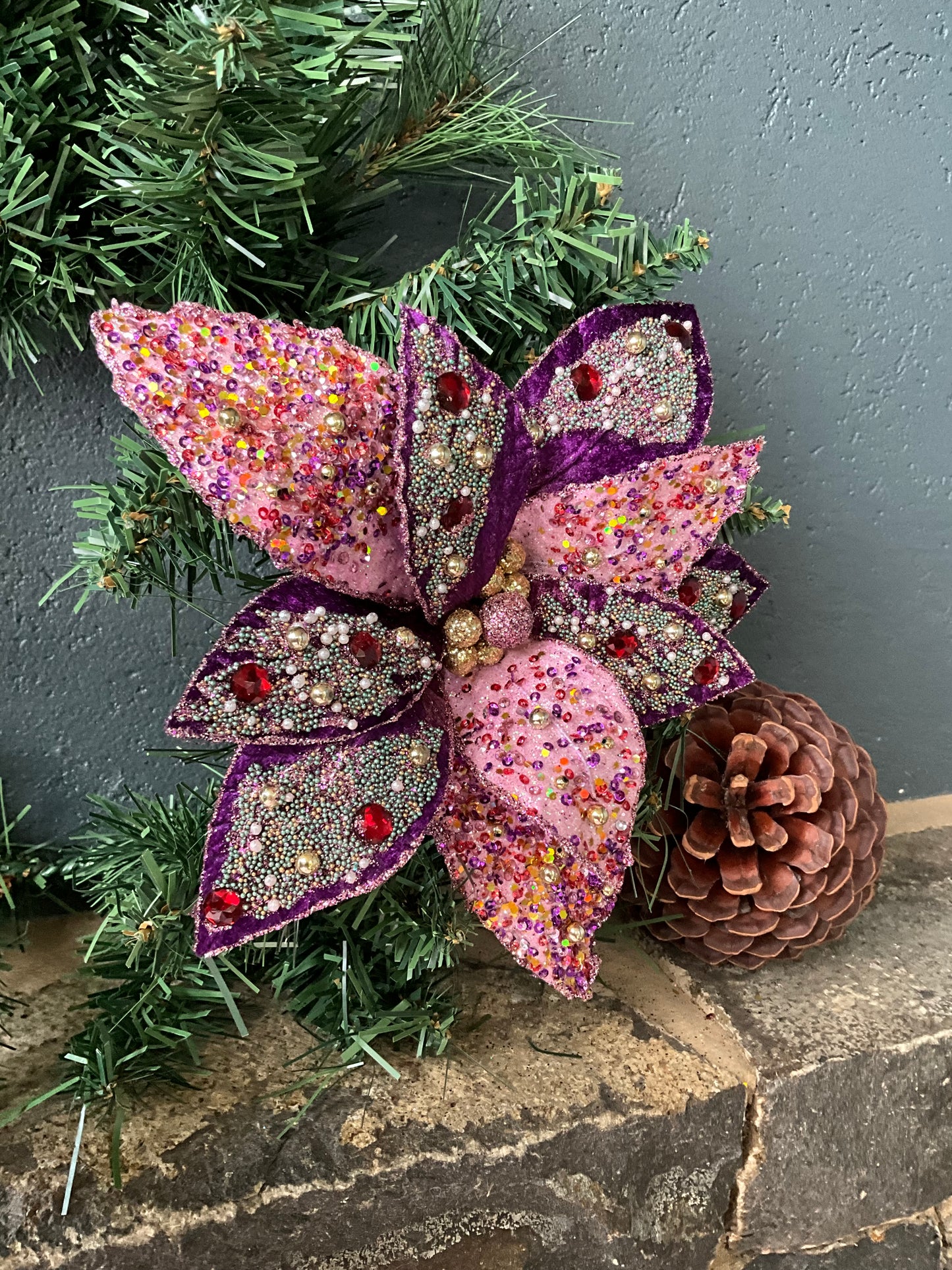 Purple Poinsettia Beading