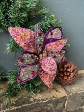 Load image into Gallery viewer, Purple Poinsettia with Beading