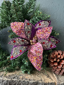 Purple Poinsettia with Beading