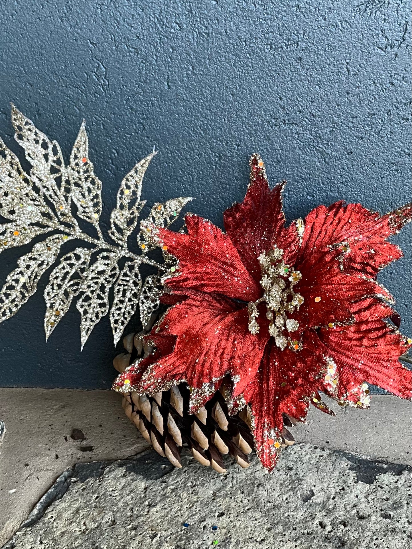 Orange Poinsettia with Leaf