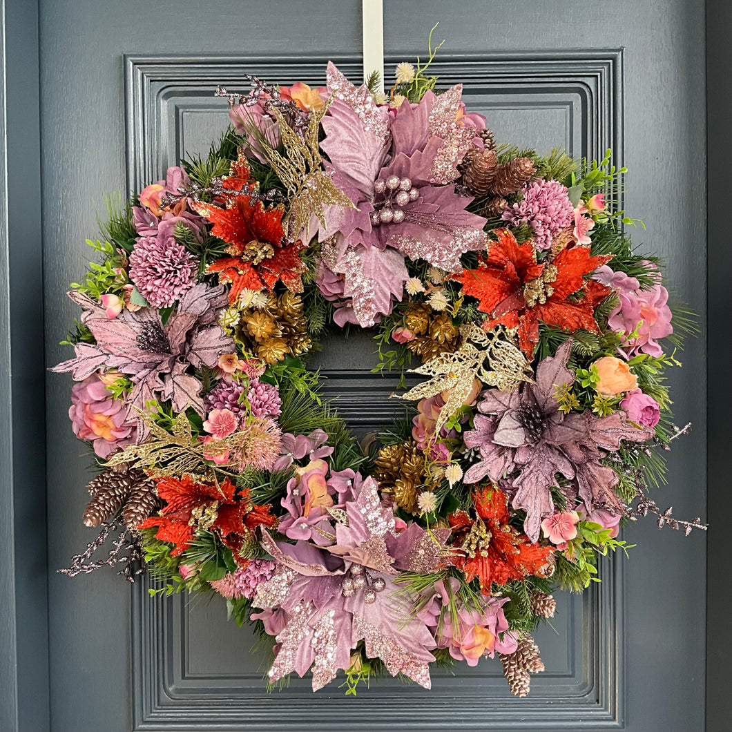 Mauve Orange Christmas Wreath