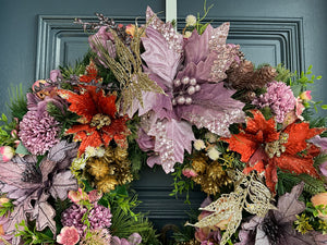 Mauve Orange Christmas Wreath