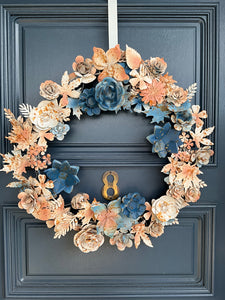 Blue Peach Metal Wreath