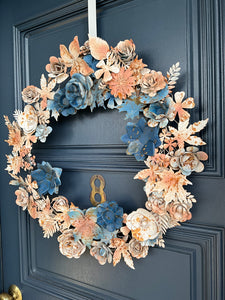 Blue Peach Metal Wreath